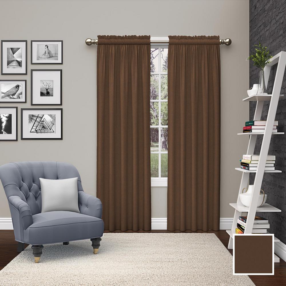 Brown Curtains D Window Treatments The Home Depot Teller 63 In L Polyester Rod Pocket Drapery Panel Pair