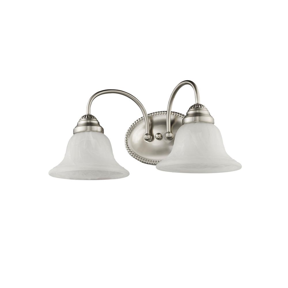 Livex Lighting 1532-91 Edgemont 2 Light Vanity Brushed Nickel with White Alabaster Glass