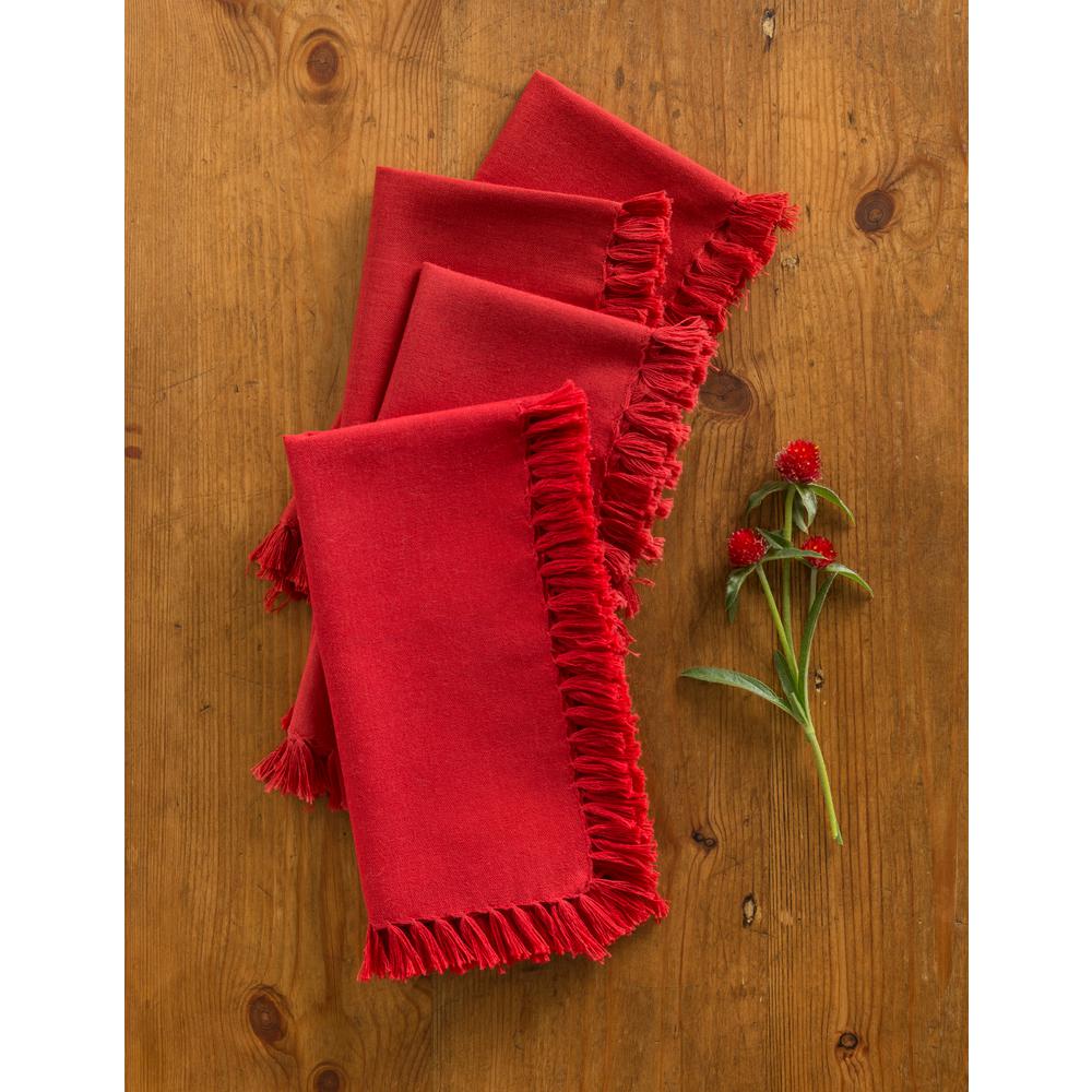 April Cornell Red Essential Fringed Napkins (Set of 4)NWESS18*.Red