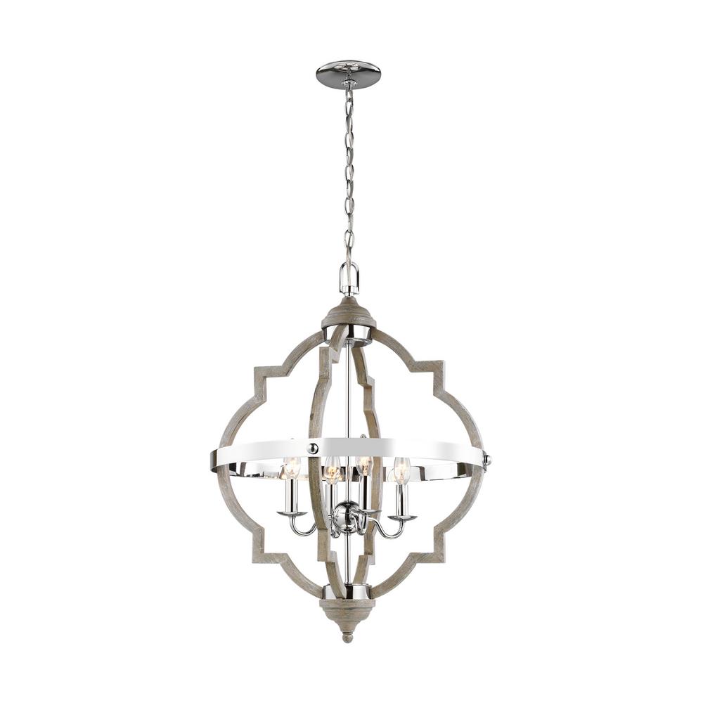Sea Gull Lighting Socorro 20 875 In W 4 Light Washed Pine And Chrome Accents Hall Foyer Pendant With Dimmable Candelabra Led Bulb Sea Gull Lighting Socorro 20 875 In W 4 Light Washed Pine And Chrome Accents Hall Foyer Pendant With Dimmable Candelabra Led Bulb