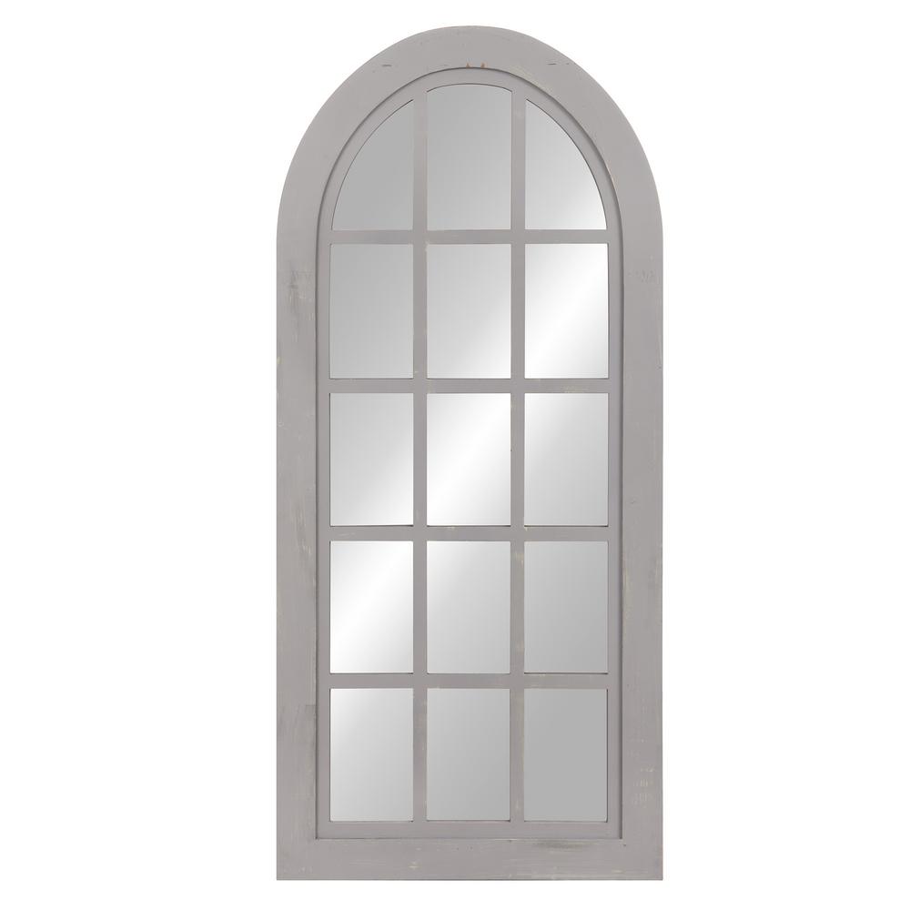 Pinnacle Patton Farmhouse Arch Windowpane Gray Decorative Mirror