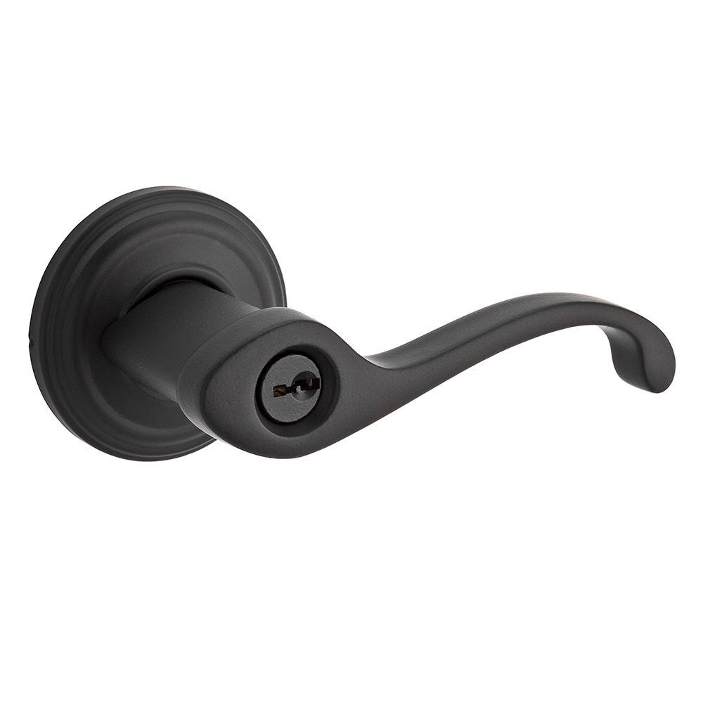 Kwikset Milan Iron Black Keyed Entry Door Lever 156mil Rdt 514