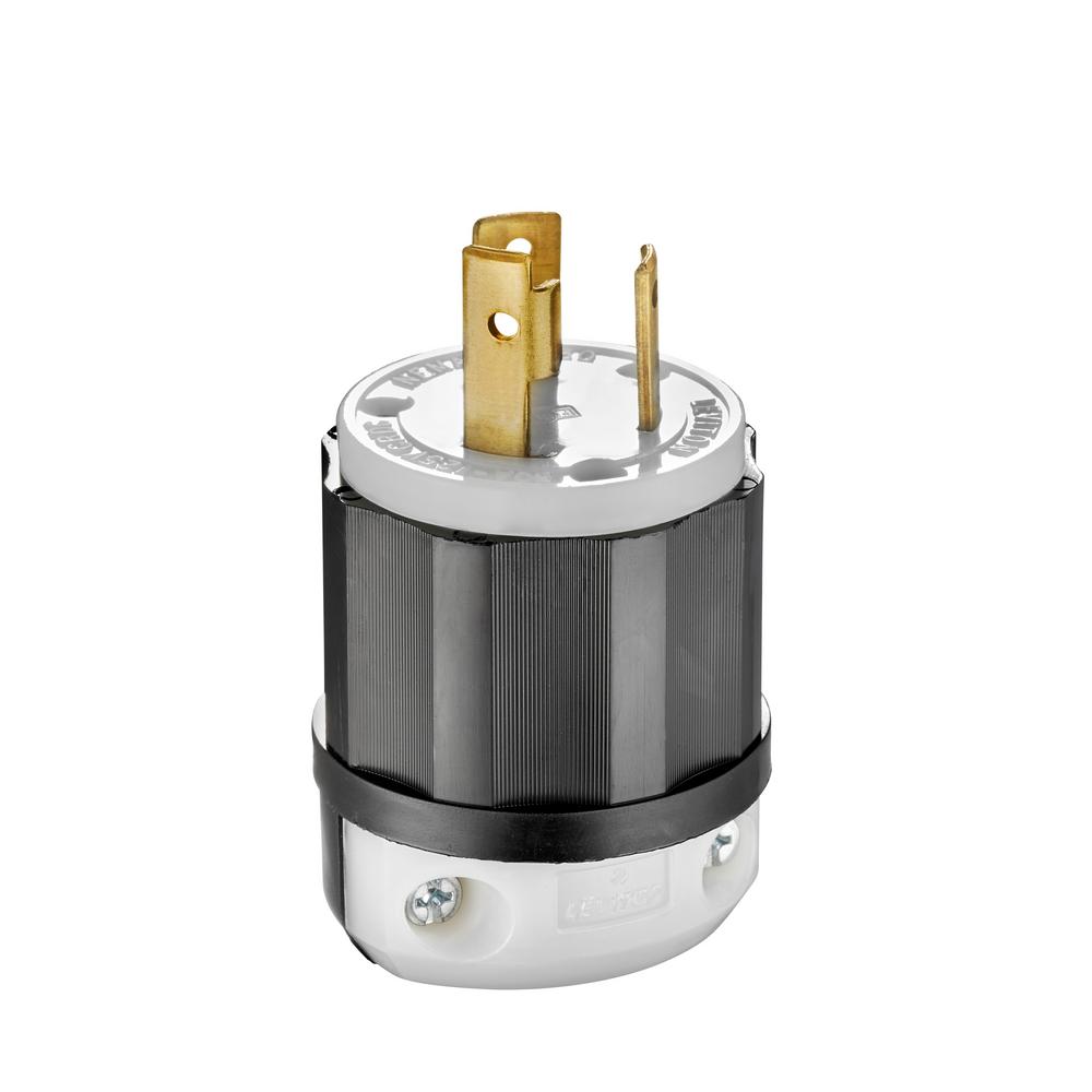 Leviton 30 Amp 125-Volt Locking Plug, Black and White-R50 ... leviton plug wiring green black and white 