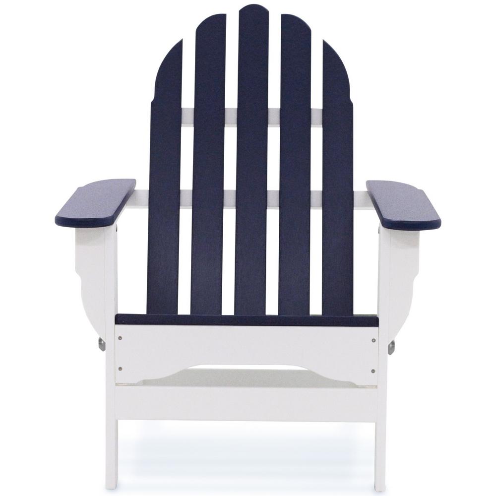 Durogreen Icon White And Navy Plastic Folding Adirondack Chair