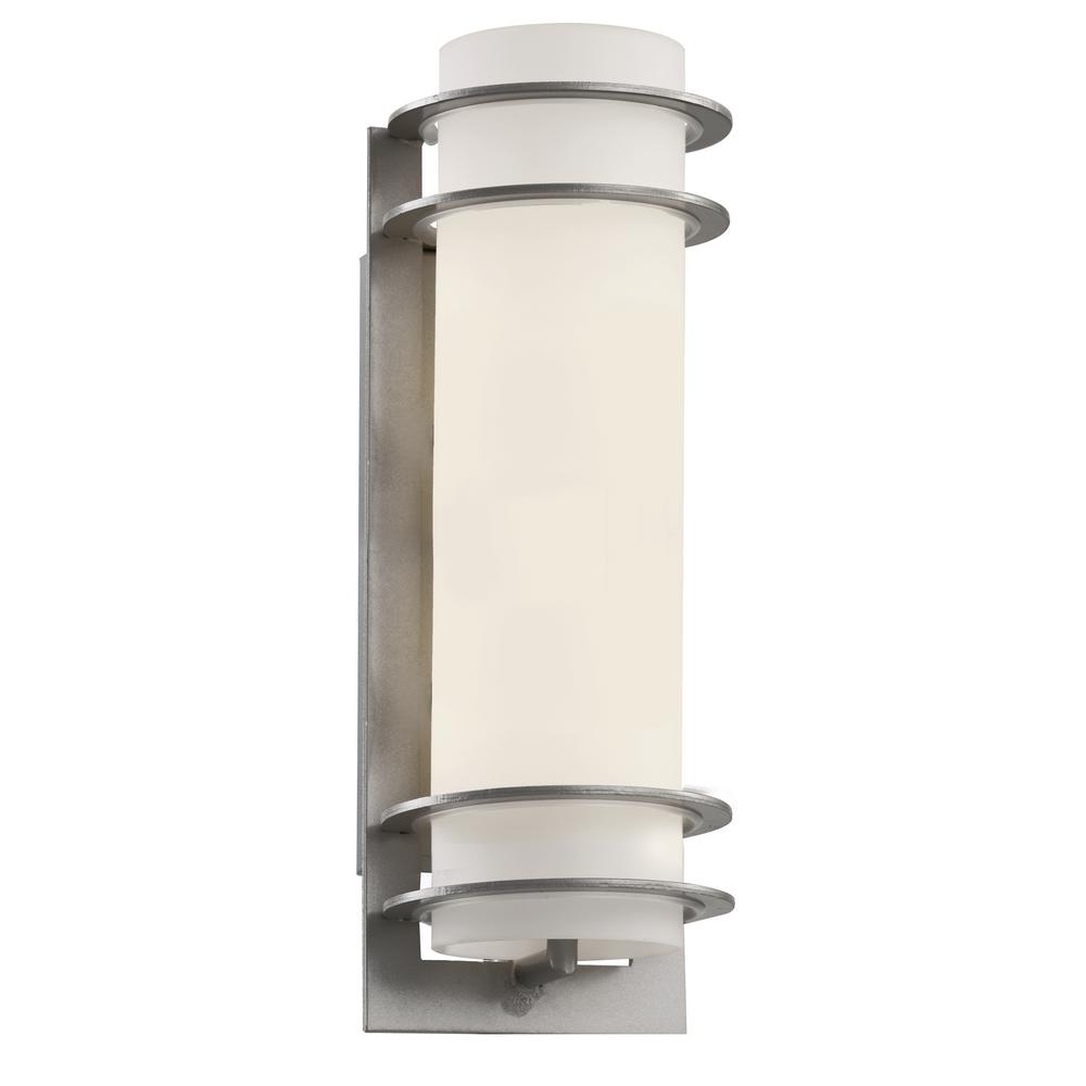 Bel Air Lighting 1Light Silver Outdoor Wall Cylinder Lantern With