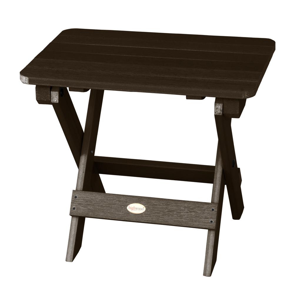 Highwood Adirondack Weathered Acorn Rectangular Recycled Plastic Outdoor Folding Side Table