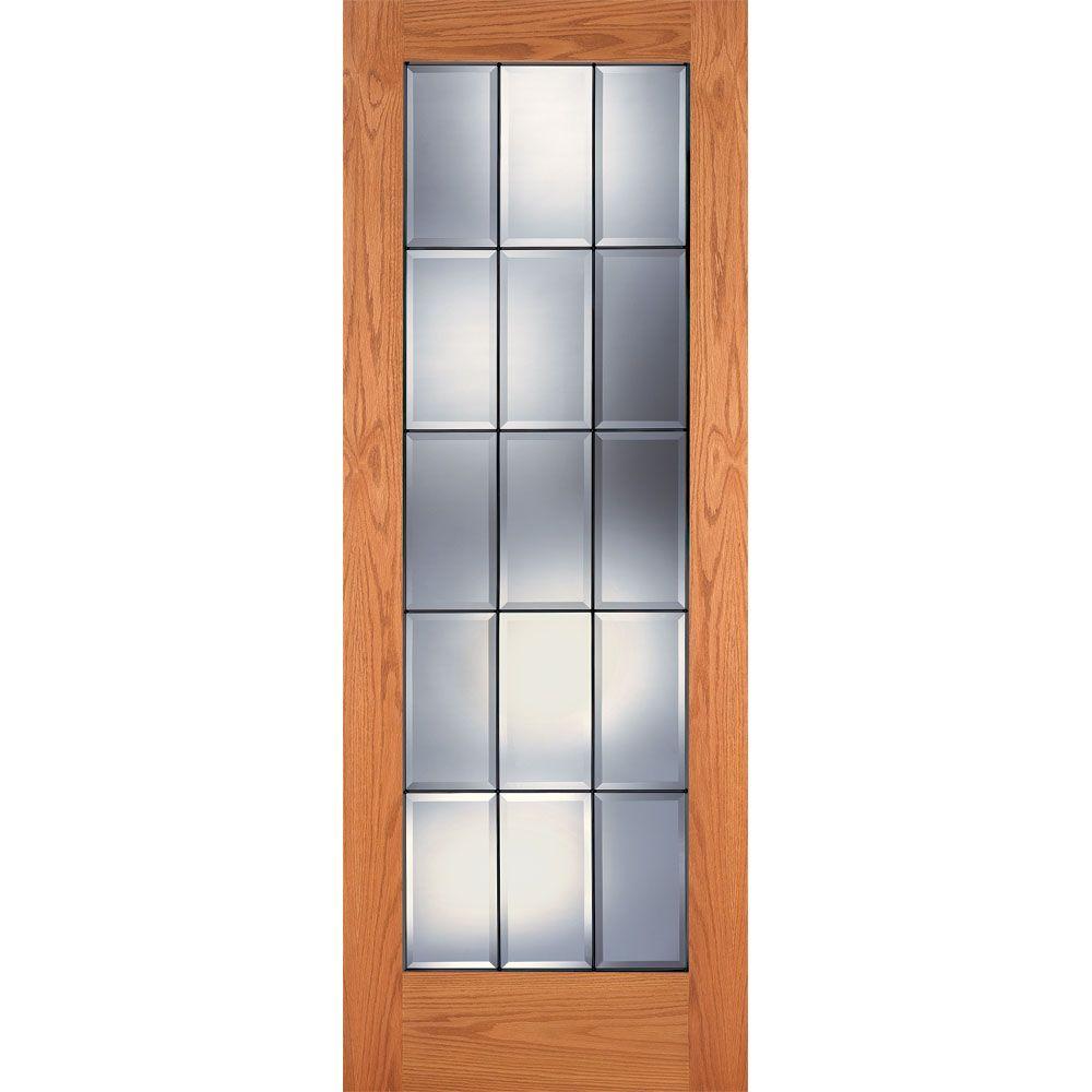 Feather River Doors 30 In X 80 In 15 Lite Unfinished Oak Clear Bevel Patina Woodgrain Interior 3229