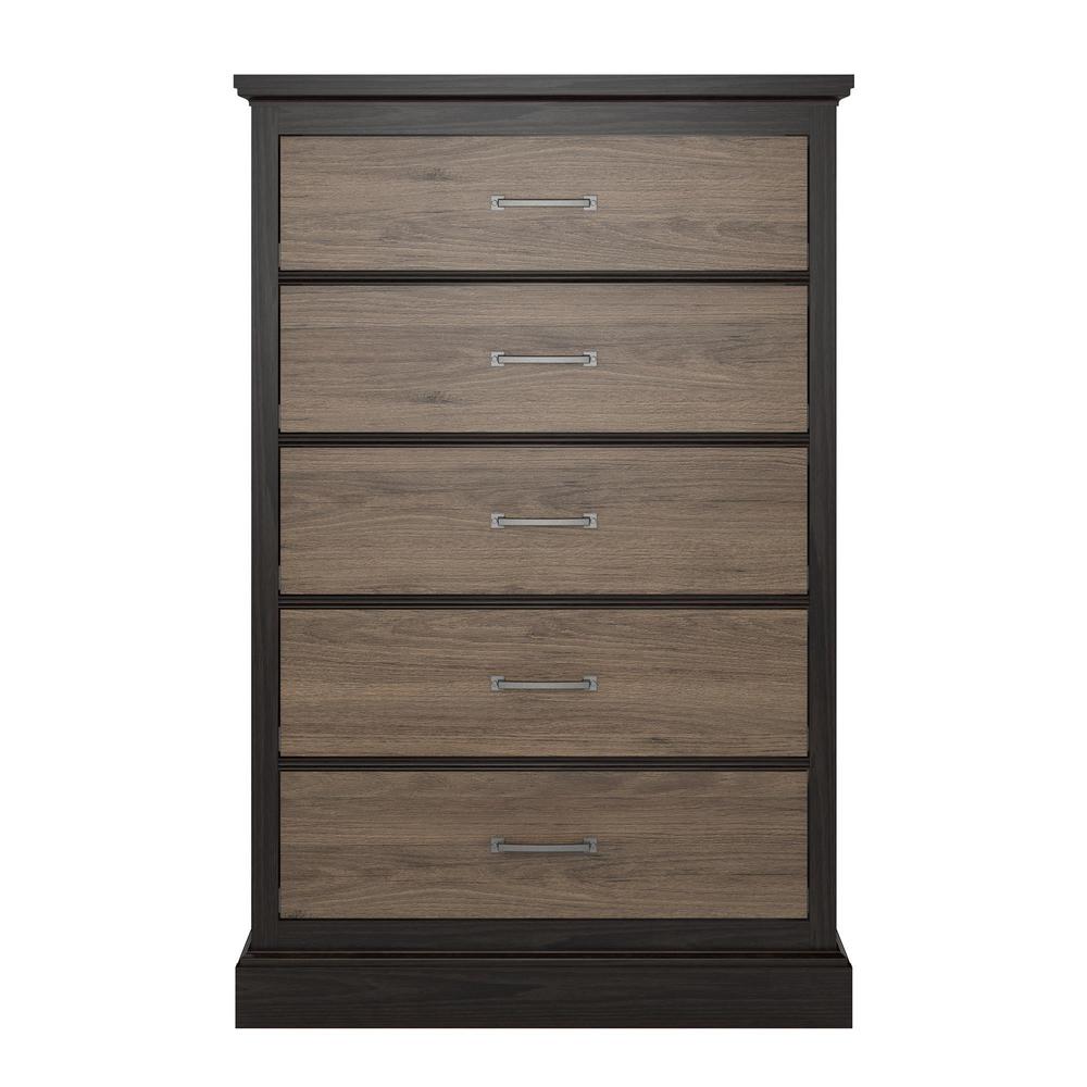 Ameriwood Noel 5 Drawer Rustic Oak Dresser Hd84073 The Home Depot