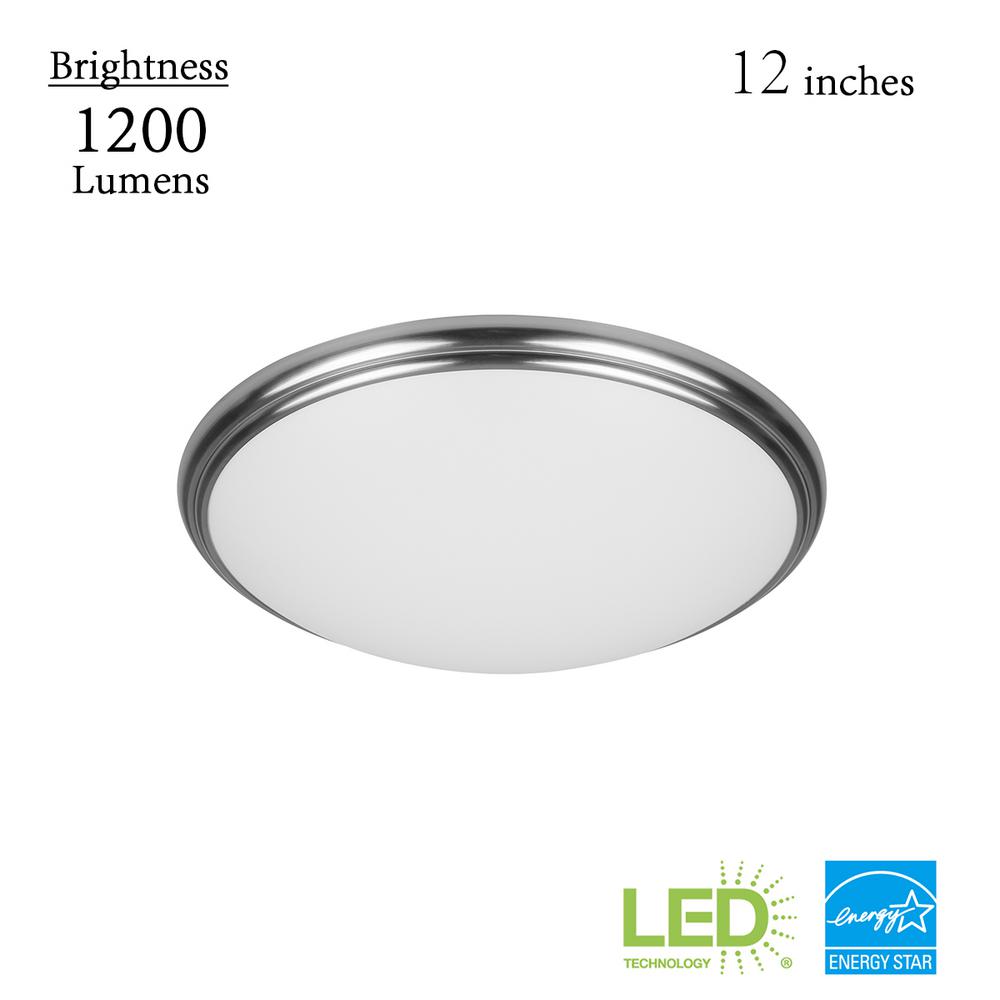 Commercial Electric 12 in. Brushed Nickel and Oil-Rubbed Bronze Selectable Integrated LED Flush Mount with Interchangeable Trim