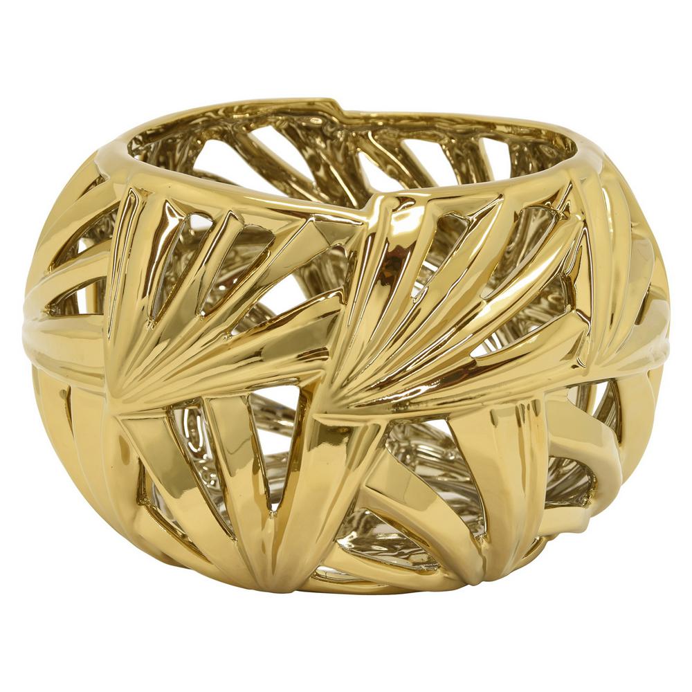 Three Hands 10 5 In X 10 5 In Decorative Pierced Gold Ceramic