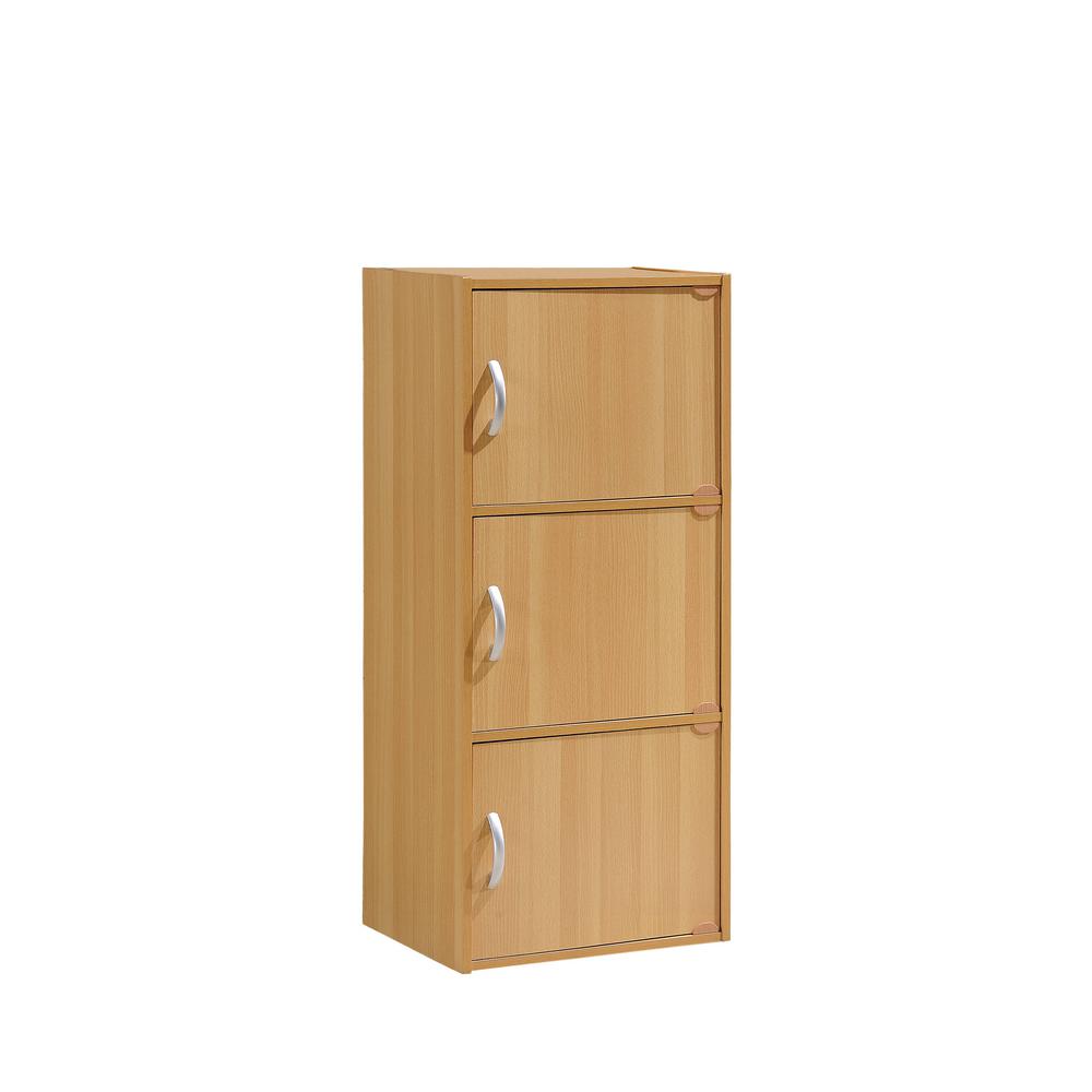 Hodedah 3Shelf, 36 in. H Beech Bookcase with DoorsHID3 BEECH The