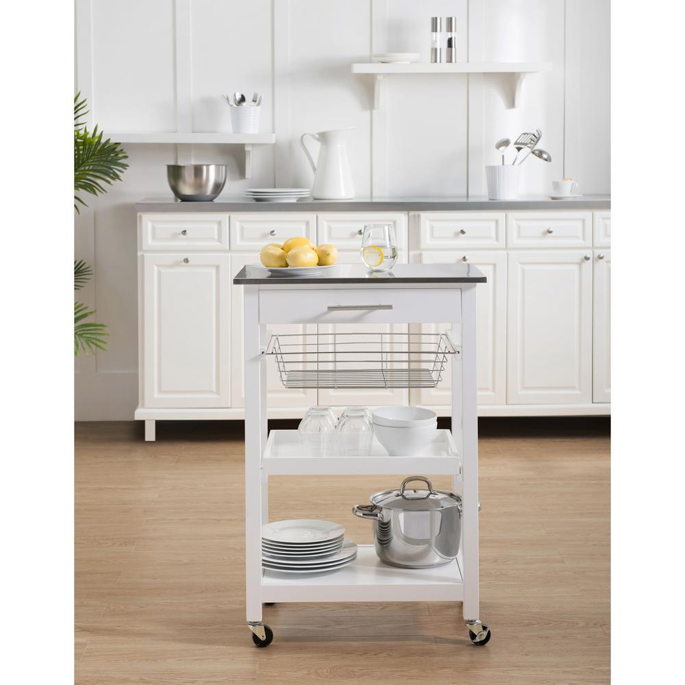 Sunjoy Linda Rolling Kitchen Island Cart With Storage Shelf And