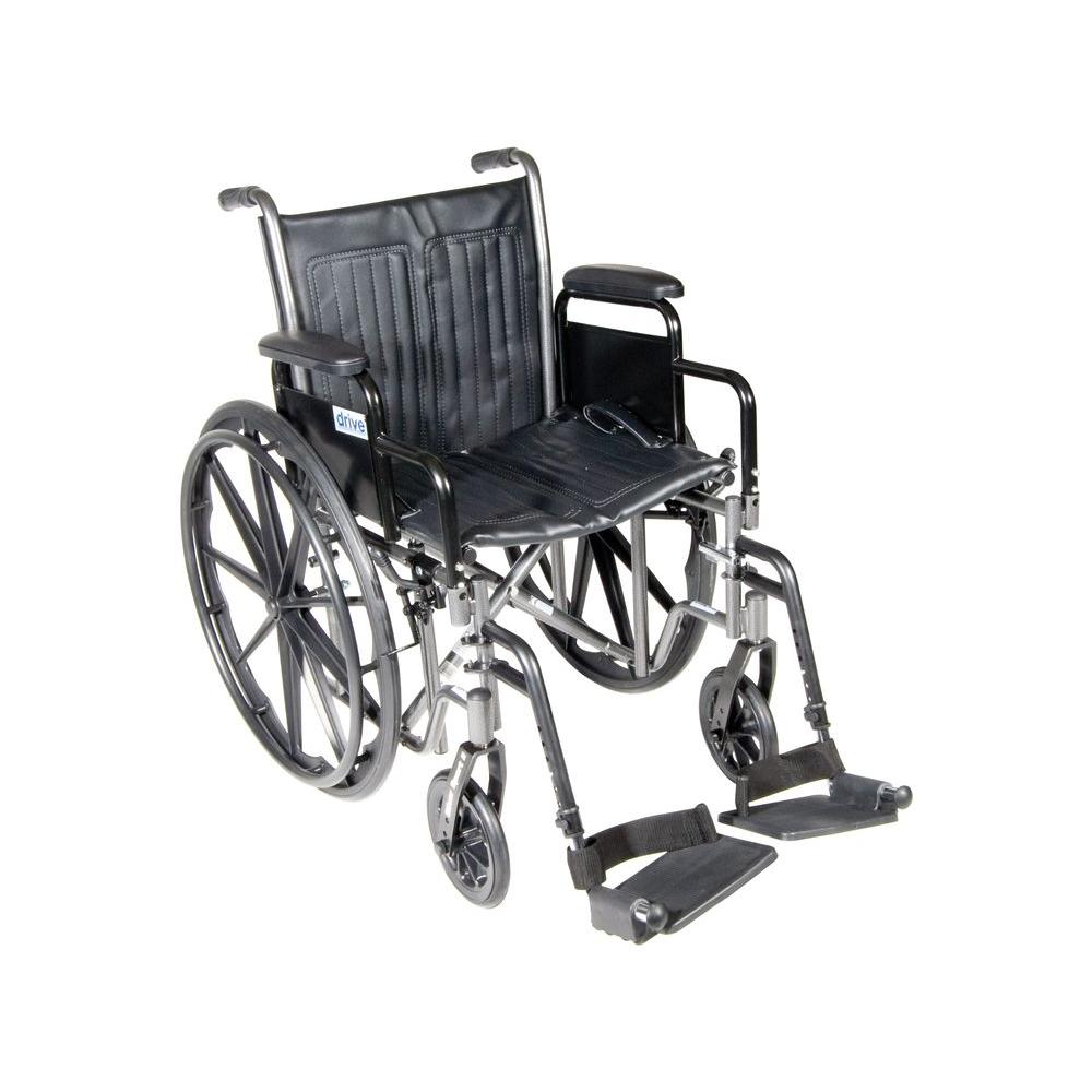 Drive Silver Sport 2 Wheelchair with Desk Arms, Swing Away Footrests