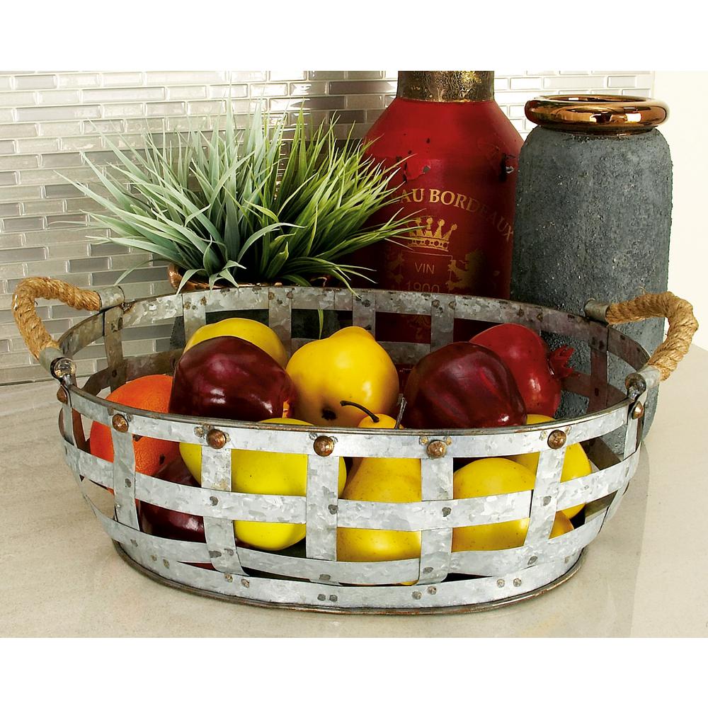 Oriental Furniture 17.75 in. x 5 in. Rattan Set of Five Low Basket Tray