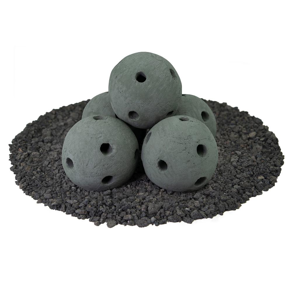 4 In Set Of 14 Hollow Ceramic Fire Balls In Slate Green 01 0622