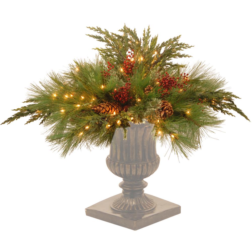 National Tree Company 30 in. Decorative Collection White Pine Urn ...