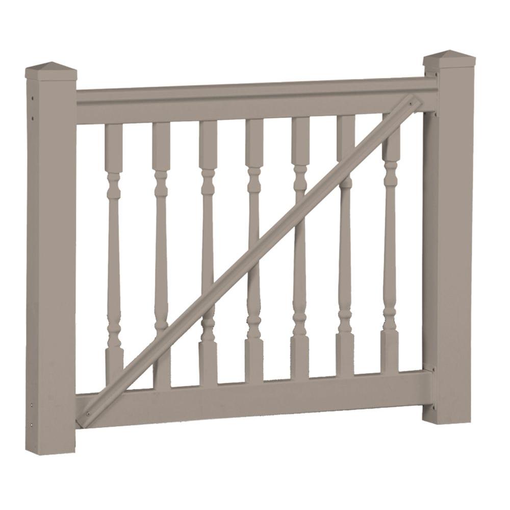Weatherables Delray 3.5 ft. H x 5 ft. W Khaki Vinyl Railing Gate Kit