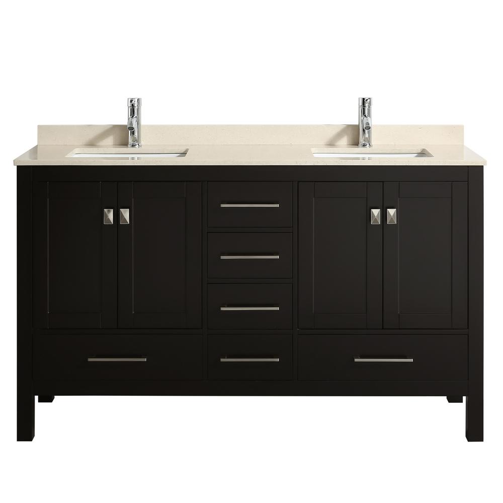 Eviva London 60 in. x 18 in. Transitional Espresso bathroom vanity with