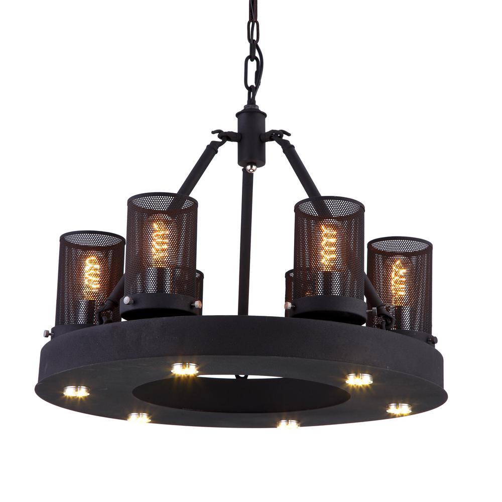 Rustic Integrated Led Chandeliers Lighting The Home Depot Kenedi 60 Watt Rust Integrated Led Chandelier