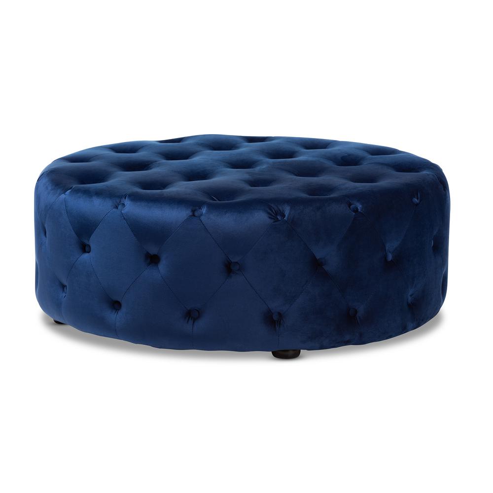 Baxton Studio Cardiff Royal Blue Ottoman1519357HD The Home Depot