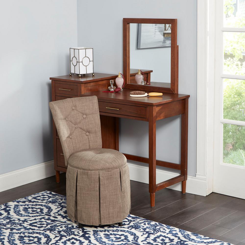 Silverwood Smith Brown Skirted Swivel Vanity Chair with ...