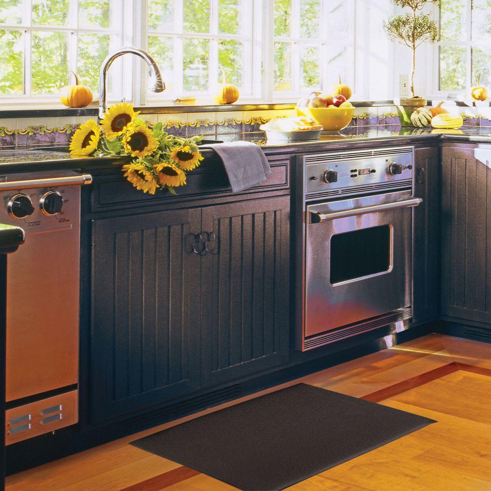 Hometrax Designs Kitchen Comfort Black 20 In X 36 In Floor Mat