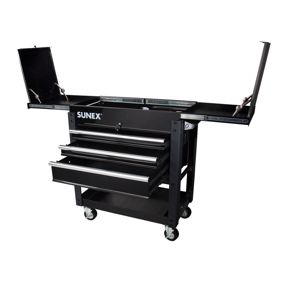 Sunex 37 In 3 Drawer Slide Top Utility Cart In Black 8035xtbk