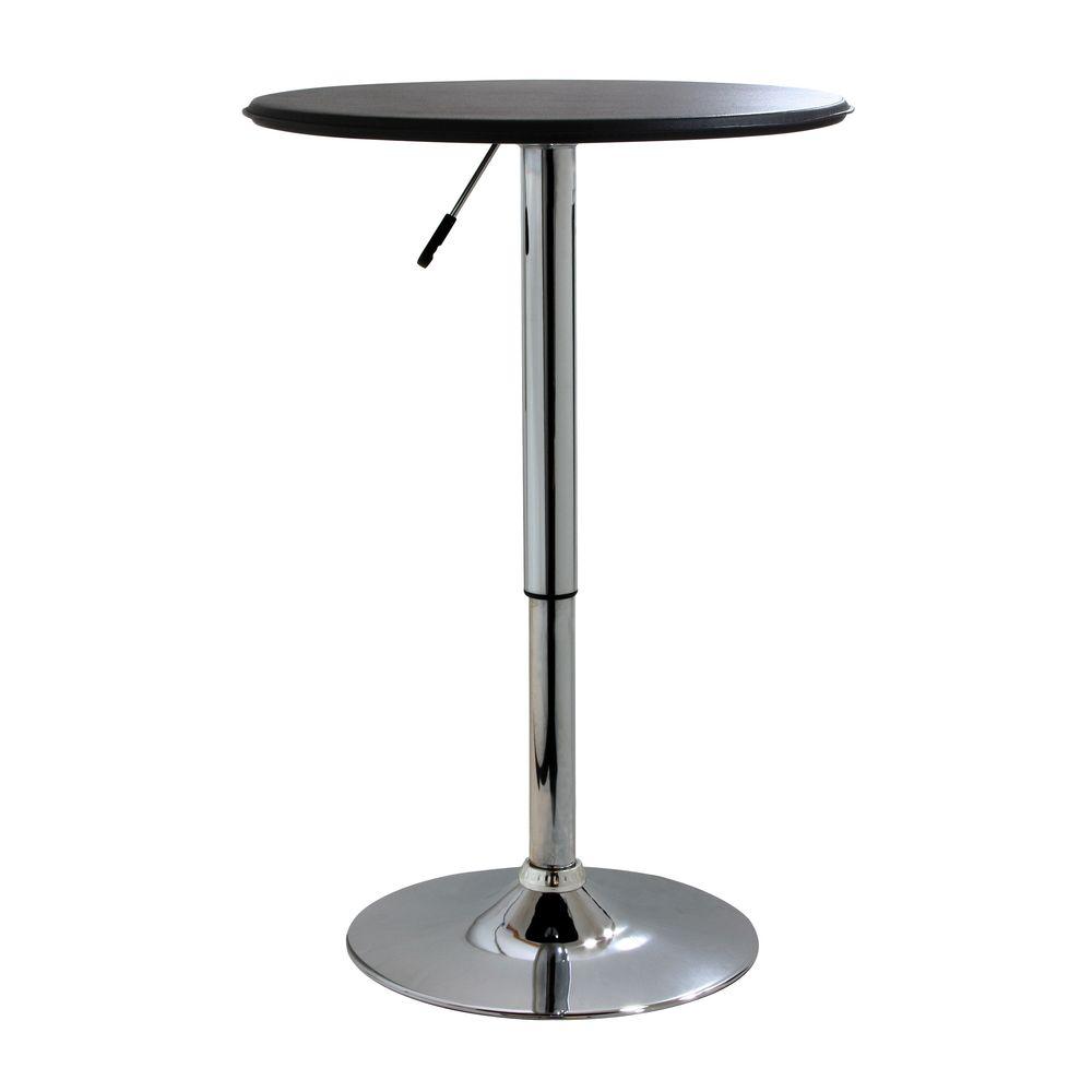 Amerihome Adjustable Height Chrome Swivel Pub Bar Table Atable The Home Depot