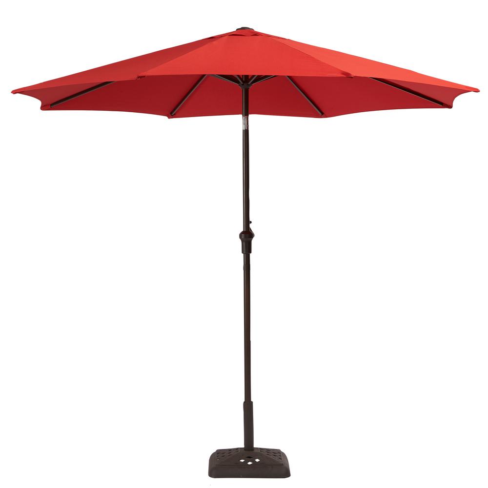 Hampton Bay 9 Ft Steel Crank And Tilt Patio Umbrella In Ruby Yjauc 171 Ruby The Home Depot