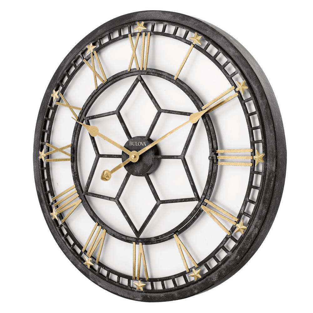 Bulova 24 In H X W Round Wall Clock With Aged Black Metal Case C4875 The Home Depot - Bulova Wall Clock Replacement Parts Bulova 24 In H X W Round Wall Clock With Aged Black Metal Case C4875 The Home Depot - Bulova Wall Clock Replacement Parts