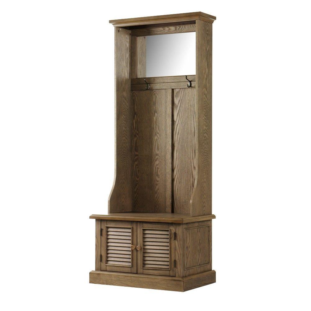 Home Decorators Collection Shutter Weathered Oak 29 5 W Hall Tree