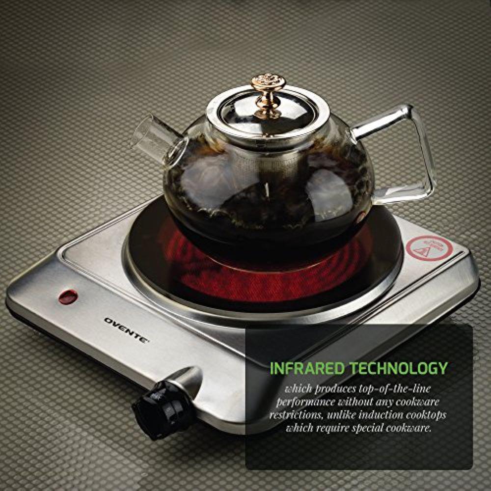 Ovente Electric Infrared Burner Single Plate 1000 Watt Silver