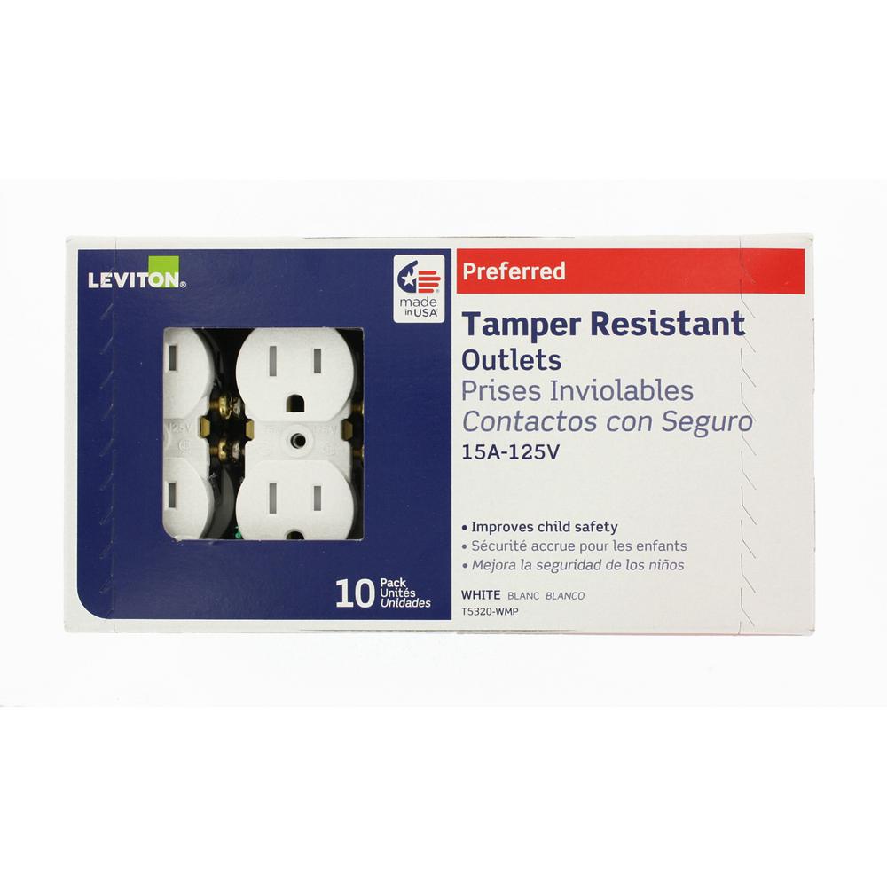 Leviton T5320 Duplex Receptacle Tamper-Resistant Residential Grade 5-15R 15A 125