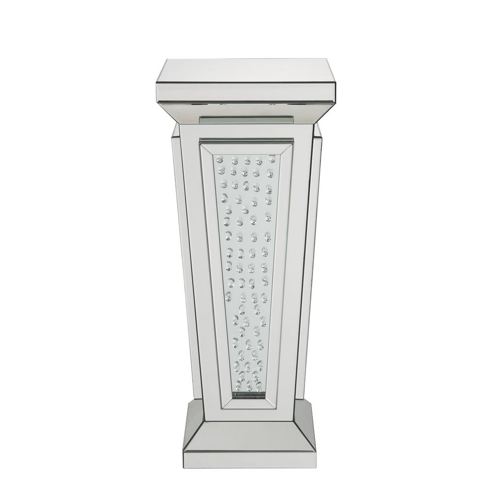 ACME Nysa Pedestal Stand in Mirrored and Faux Crystals