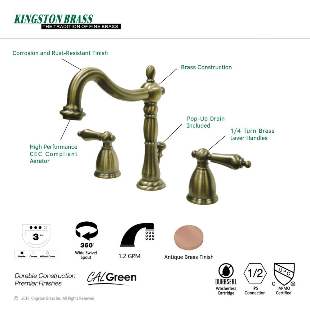 Kingston Brass Heritage 8 In Widespread 2 Handle Bathroom Faucet