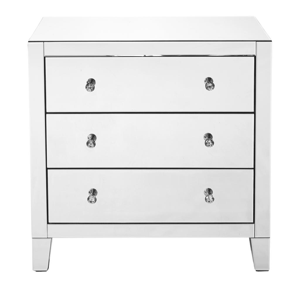 Rhodes 32 In 3 Drawers Clear Finish Dresser With Rectangle Mirror 3 Drawers Clear Finish Dresser With Rectangle Mirror Top