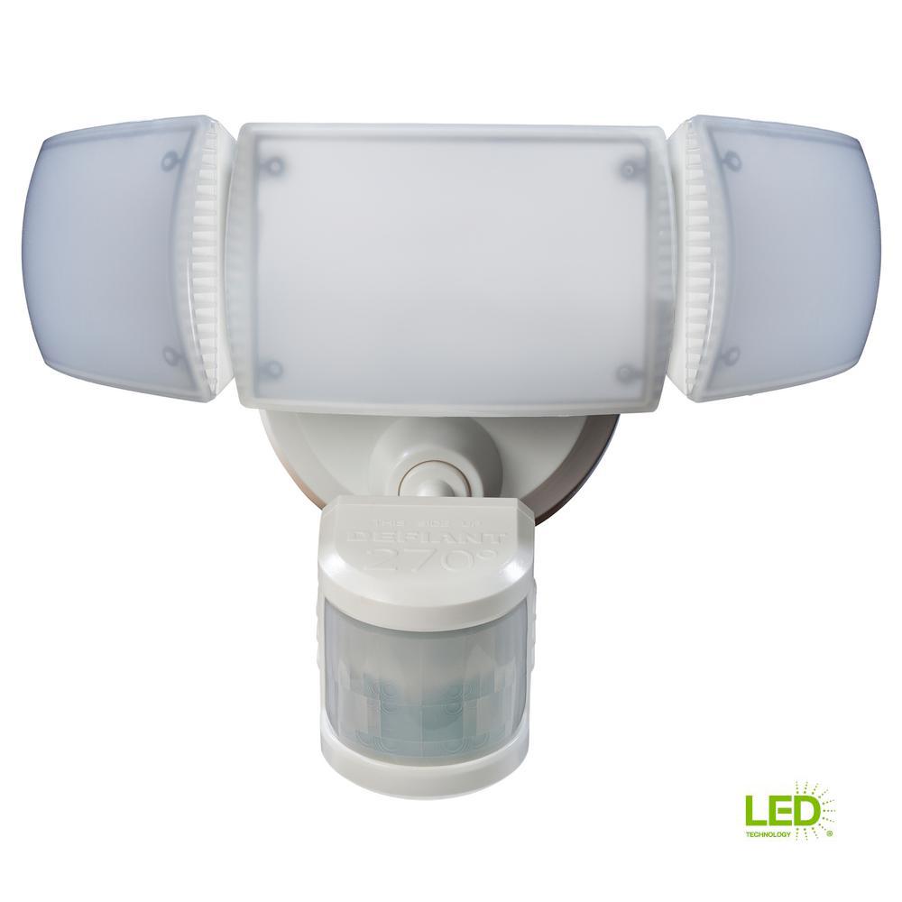 Defiant 270 White Motion Activated Outdoor Integrated Led Triple Defiant 270 White Motion Activated Outdoor Integrated Led Triple Head Flood Light With Adjule Color