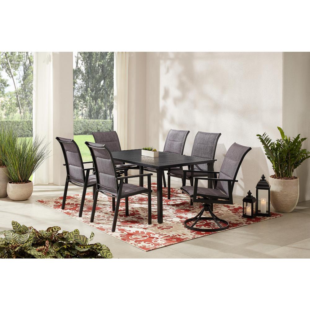 Hampton Bay High Garden 7-Piece Black Steel Padded Sling ...