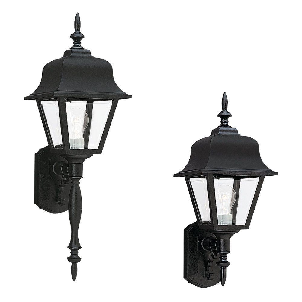 Sea Gull Lighting Polycarbonate Outdoor Collection Extra Large 1 Light Black Wall Mount Lantern