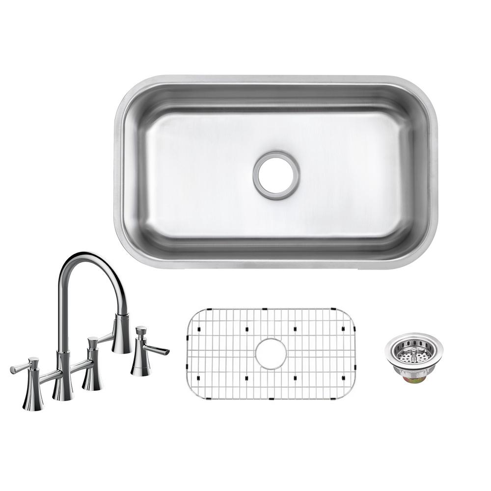 Glacier Bay AllinOne Undermount 18Gauge Stainless Steel 30 in