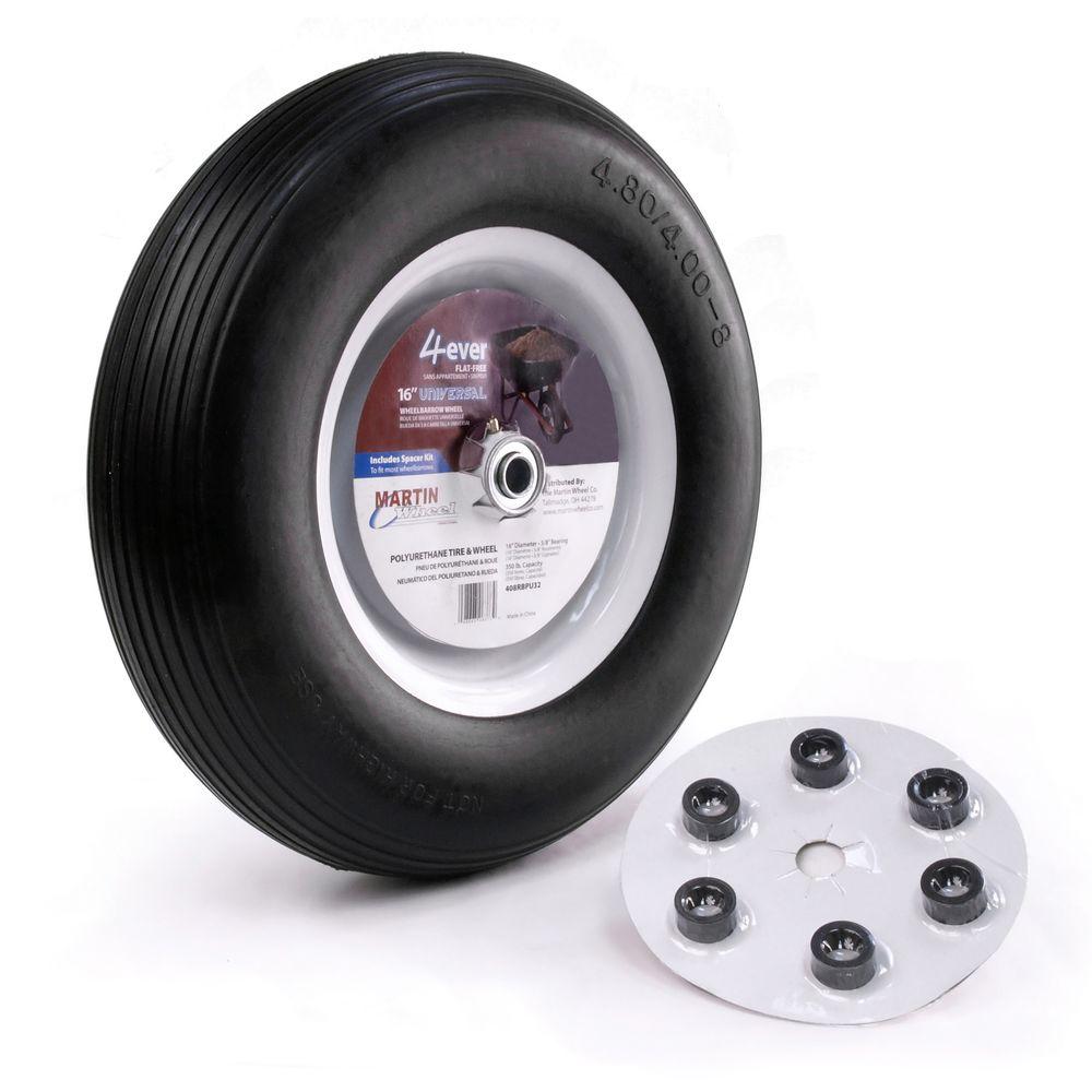 Martin Wheel 480/4008 16 in. Flat Free Wheelbarrow/Garden Cart Wheel