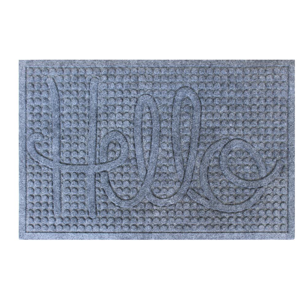 A1HC First Impression Hello Dark Grey 24 in. x 36 in. EcoPoly Entrance