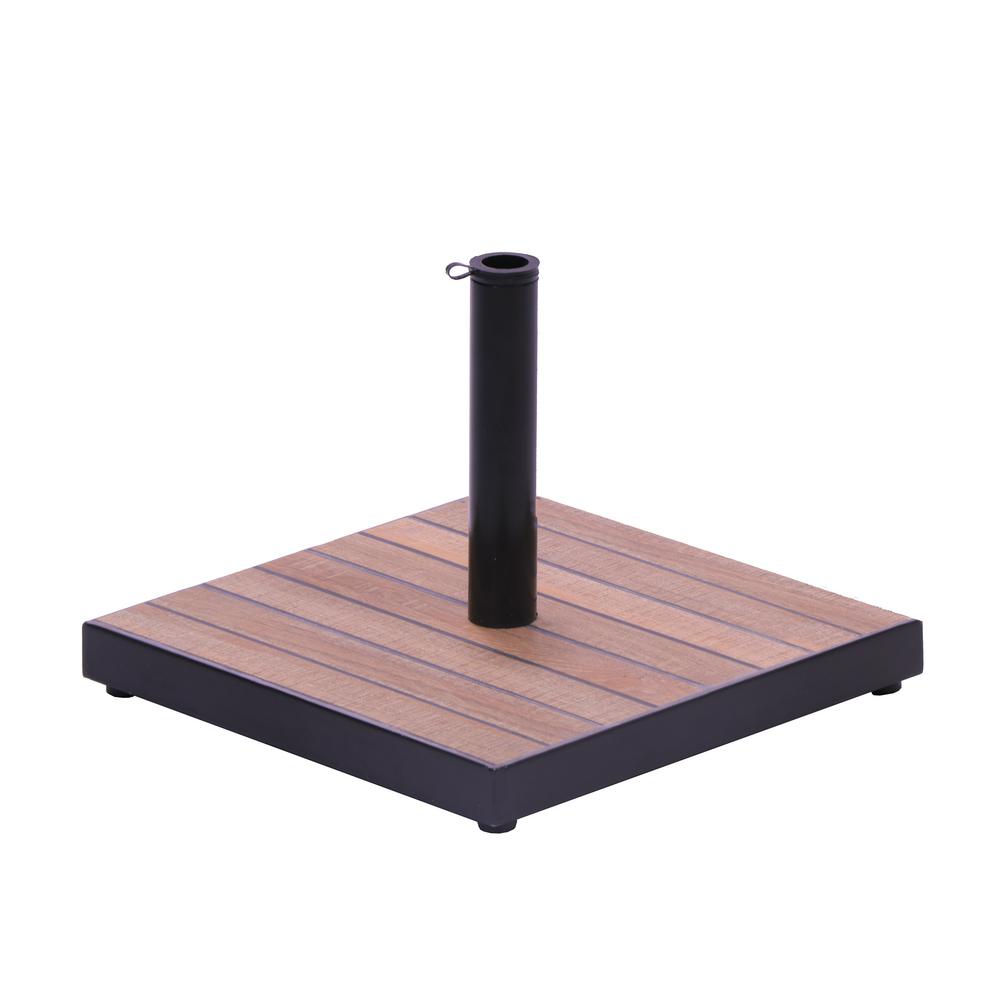 Plantation Patterns Tile Square Patio Umbrella Base In Aged Teak 9502 01010111 The Home Depot