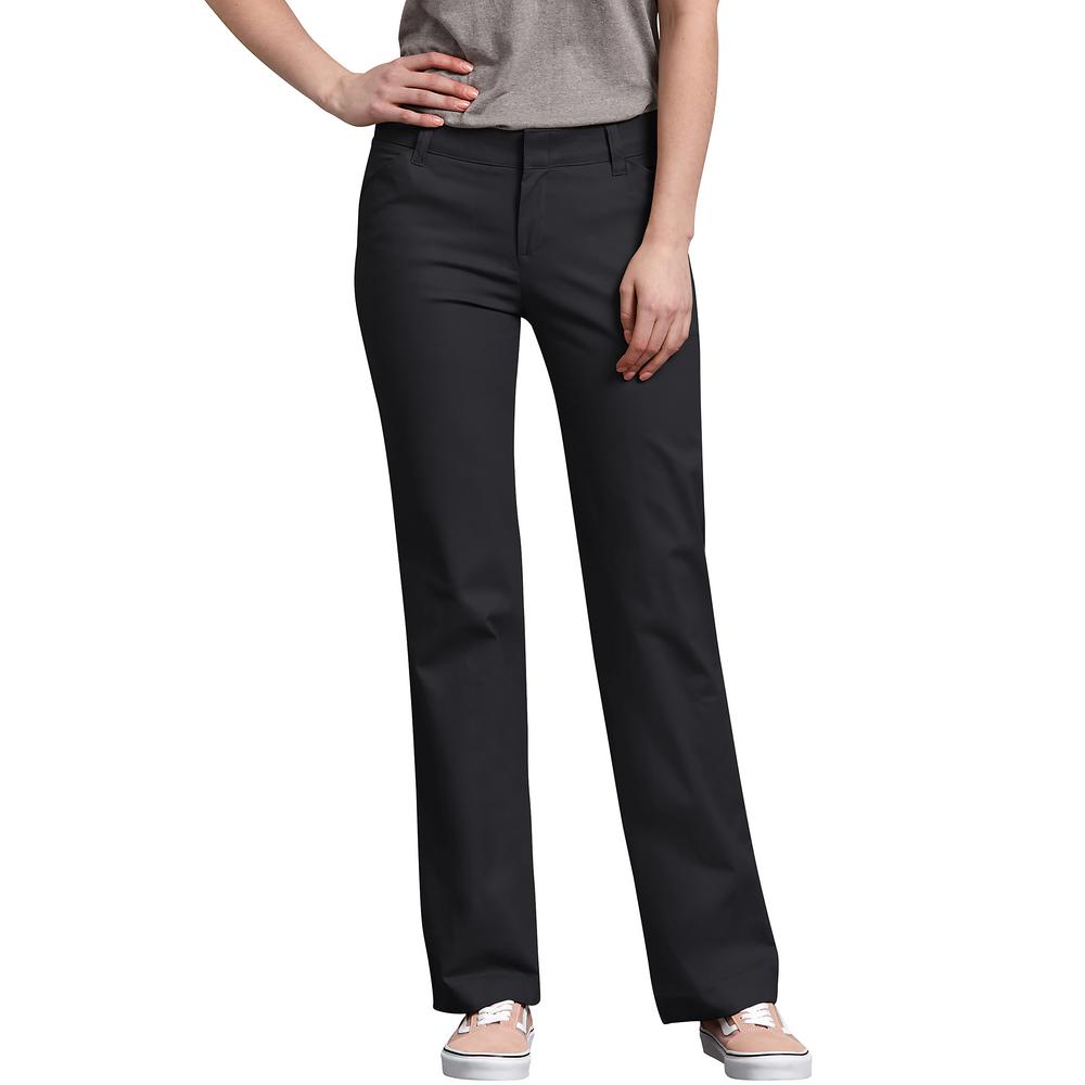Dickies Women's Black Relaxed Straight Stretch Twill Pants-FP321BK 2 RG ...
