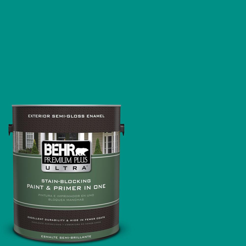 BEHR Premium Plus Ultra 1gal. 490B6 Emerald Coast SemiGloss Enamel