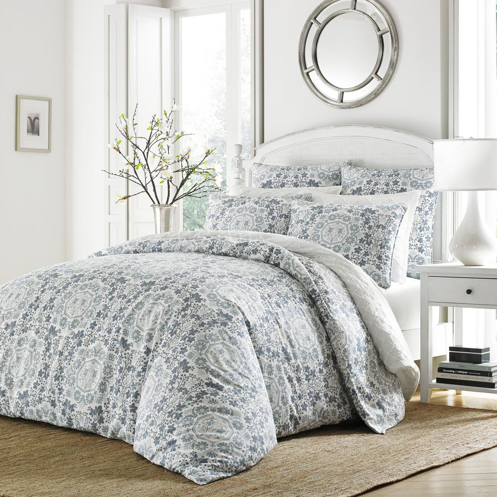 Stone Cottage Caldecott 3 Piece Blue Queen Cotton Comforter Set