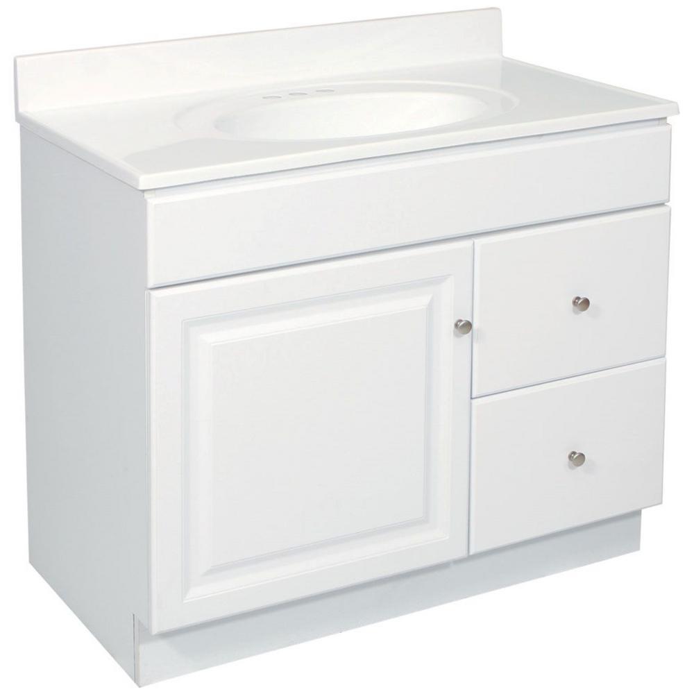 Design House Wyndham 36 In W X 21 In D Unassembled Vanity Cabinet Only In White Semi Gloss 531954 The Home Depot