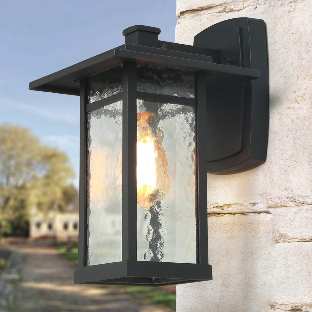 LNC Craftsman 13.5 in. H 1Light Textured Black Outdoor
