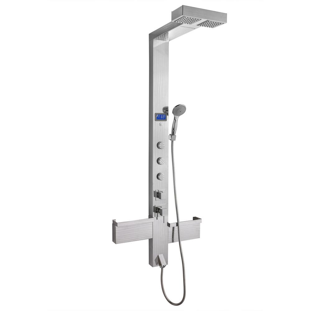 AKDY 59 in. 3Jet Shower Panel System in Chrome with Rainfall Waterfall