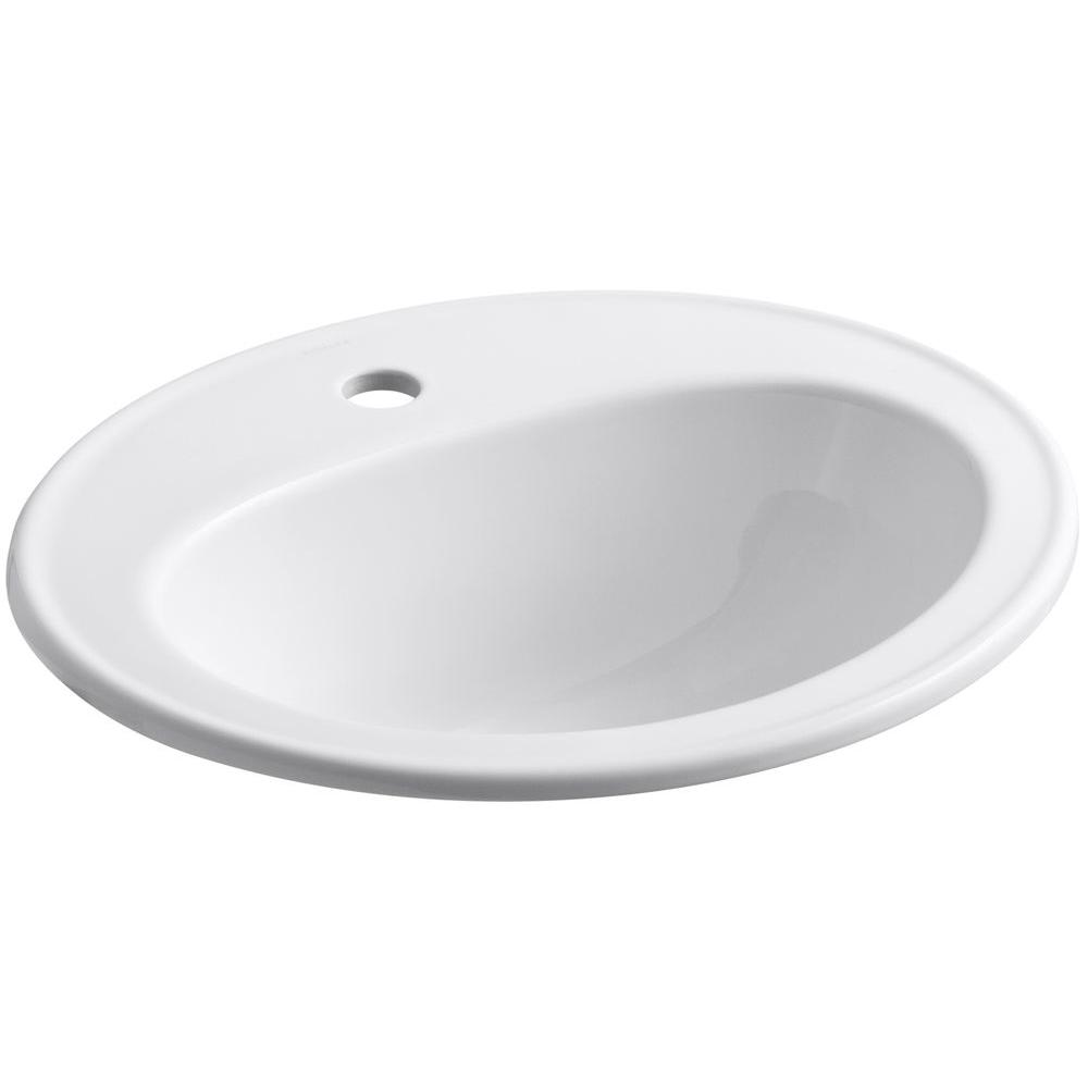 Pennington Drop In Vitreous China Bathroom Sink In White With Overflow Drain